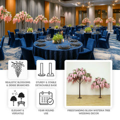 7ft Freestanding Blush Wisteria Artificial Tree – Cascading Silk Flower Display for Weddings & Events