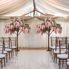7ft Freestanding Blush Wisteria Artificial Tree – Cascading Silk Flower Display for Weddings & Events