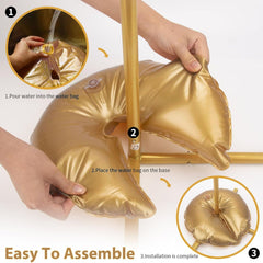 4 Pack 14" Metallic Gold Water Bags – Heavy Duty Reusable PVC Fillable Base Weights for Balloon Columns & Arch Stand Support