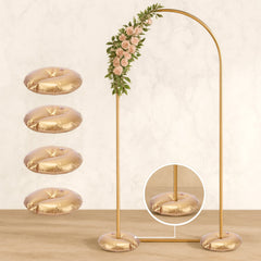 4 Pack 14" Metallic Gold Water Bags – Heavy Duty Reusable PVC Fillable Base Weights for Balloon Columns & Arch Stand Support