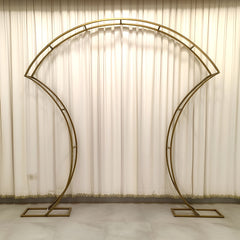 7ft Gold Double-Curved Metal Arch Frame – Backdrop, Balloon & Flower Arrangement Display Stand