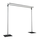Adjustable Pipe and Drape Backdrop Stand with Double Cross Bars, Silver Aluminum Frame Support System 12ft x 12ft with Heavy Steel Bases