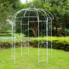 10ft White Metal Birdcage Ceremony Arch – Garden Gazebo Pergola Arbor Trellis for Outdoor Weddings, Vines & Flowers