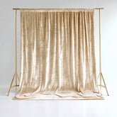 Beige Crushed Velvet Backdrop Curtain – 5ft x 10ft Event Drape with Rod Pocket, Privacy Panel for Photo Booths & Events