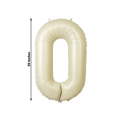 Matte Cream Number Balloons 0-9 – 35" Large Mylar Foil Balloons, Air or Helium Fill