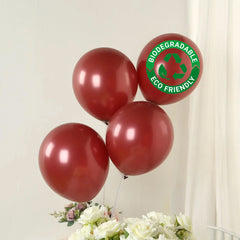 50 Pack Matte Pastel Burgundy Biodegradable Balloons 12", Round Eco-friendly Thick Latex Party Balloons