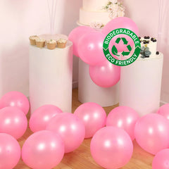 50 Pack Pink Biodegradable Balloons, 12" Thickened Extra Strong Eco-friendly Latex Helium Party Balloons