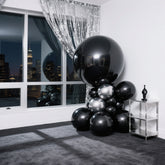 4-Pack Metallic Black Sphere Balloons, 39" Orbz Mylar Balloons Helium or Air-Filled Party Supplies