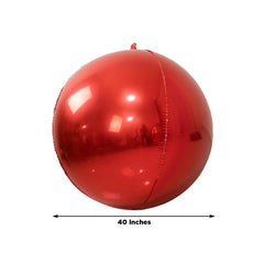 4-Pack Metallic Red Sphere Balloons, 39" Orbz Mylar Balloons Helium or Air-Filled Party Supplies
