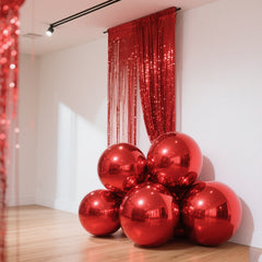 4-Pack Metallic Red Sphere Balloons, 39" Orbz Mylar Balloons Helium or Air-Filled Party Supplies