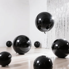 2-Pack Metallic Black Sphere Balloons, 43" Orbz Mylar Balloons Helium or Air-Filled Party Supplies