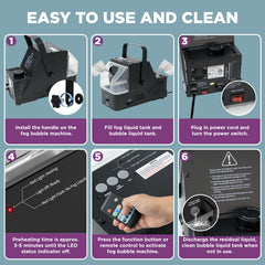 450W 3-in-1 Fog Bubble Machine with Wireless Remote – 550ml Smoke & Bubble Maker for DJ, Stage, Wedding, Halloween & Party Effects