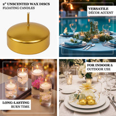 12 Pack 2" White Floating Candles – Unscented Dripless Long-Lasting Disc Wax Candles for Weddings & Table Décor