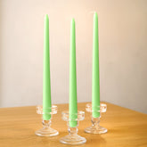 10-Pack Taper Candles Premium Wax Design Green - Unscented Candles for Upscale Settings 10"