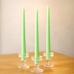 10-Pack Taper Candles Premium Wax Design Green - Unscented Candles for Upscale Settings 10"