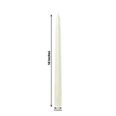 10-Pack Taper Candles Premium Wax Design Ivory - Unscented Candles for Upscale Settings 10"