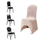 Crushed Velvet Spandex Banquet Chair Cover Fitted Slipcover Blush - Stretch 190GSM Slipcover with Foot Pockets