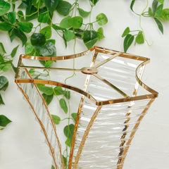 32" Crystal Pendant Flower Stand with Gold Metal Frame – Hourglass Column Vase Holder for Floral Arrangements & Table Centerpieces