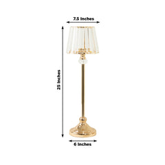 2-Pack 25" Crystal Pendant Candle Holders, Classic Empire Lamp Shade Style in Gold, Votive Candle Stand for Table Centerpieces