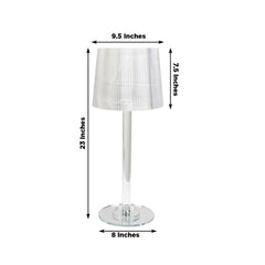 23" Crystal Candle Lamp with Ribbed Shade – Clear Acrylic Column Candle Holder for Tealight & Taper Candles