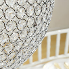 16" Crystal Globe Chandelier – Hanging Beaded Ball Pendant Light with Silver Metal Hook & Chain for Decorative Home Lighting