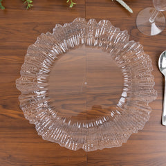 10 Pack Economy Reef Plastic Charger Plates – 13" Clear Dinner Plate Chargers for Weddings, Parties & Catering