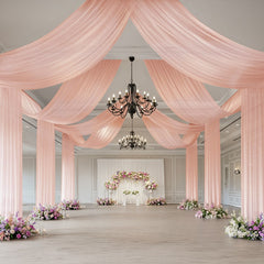 Blush Sheer Backdrop Drape – 5ftx32ft Wedding Arch & Ceiling Decor Panel, Wrinkle Free with Soft Shimmer