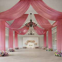 Mauve Cinnamon Rose Sheer Backdrop Drape – 5ftx32ft Wedding Arch & Ceiling Decor Panel, Wrinkle Free with Soft Shimmer