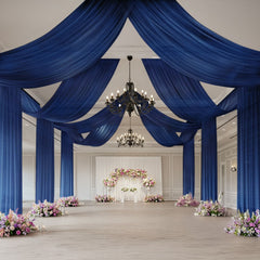 Navy Blue Sheer Backdrop Drape – 5ftx32ft Wedding Arch & Ceiling Decor Panel, Wrinkle Free with Soft Shimmer