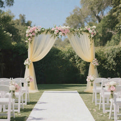 Sheer Backdrop Curtain Panel 5ft × 10ft Champagne – Wedding Arch Drape with Rod Pocket