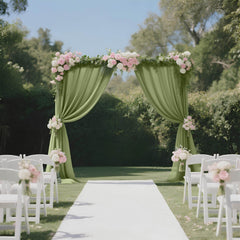 Sheer Backdrop Curtain Panel 5ft × 10ft Dusty Sage Green – Wedding Arch Drape with Rod Pocket