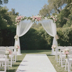 Sheer Backdrop Curtain Panel 5ft × 10ft Ivory – Wedding Arch Drape with Rod Pocket