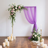 Sheer Backdrop Curtain Panel 5ft × 10ft Purple – Wedding Arch Drape with Rod Pocket