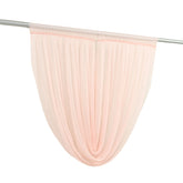 4ft x 4ft Sheer Chiffon Backdrop Valance Drapes – Blush Curved Swag Topper Panel