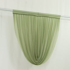 4ft x 4ft Sheer Chiffon Backdrop Valance Drapes – Dusty Sage Green Curved Swag Topper Panel