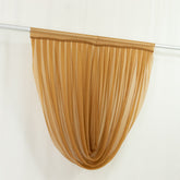 4ft x 4ft Sheer Chiffon Backdrop Valance Drapes – Gold Curved Swag Topper Panel
