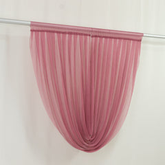 4ft x 4ft Sheer Chiffon Backdrop Valance Drapes – Mauve Cinnamon Rose Curved Swag Topper Panel