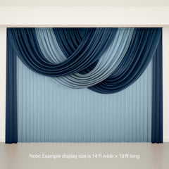 4ft x 4ft Sheer Chiffon Backdrop Valance Drapes – Navy Blue Curved Swag Topper Panel