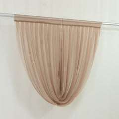 4ft x 4ft Sheer Chiffon Backdrop Valance Drapes – Taupe Curved Swag Topper Panel