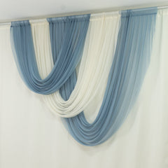 Dusty Blue Sheer Chiffon Valance Curtain 4ft x 5ft – Wedding Arch Drape with Rod Pocket, Voile Backdrop Panel
