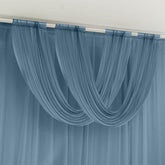 Dusty Blue Sheer Chiffon Valance Curtain 4ft x 5ft – Wedding Arch Drape with Rod Pocket, Voile Backdrop Panel