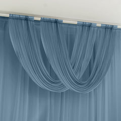 Dusty Blue Sheer Chiffon Valance Curtain 4ft x 5ft – Wedding Arch Drape with Rod Pocket, Voile Backdrop Panel
