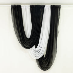 Black Sheer Chiffon Valance Curtain 4ft x 5ft – Wedding Arch Drape with Rod Pocket, Voile Backdrop Panel
