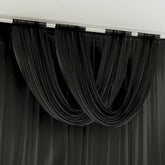 Black Sheer Chiffon Valance Curtain 4ft x 5ft – Wedding Arch Drape with Rod Pocket, Voile Backdrop Panel