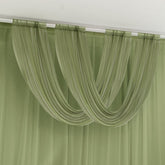 Dusty Sage Green Sheer Chiffon Valance Curtain 4ft x 5ft – Wedding Arch Drape with Rod Pocket, Voile Backdrop Panel