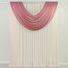 Mauve Cinnamon Rose Sheer Chiffon Valance Curtain 4ft x 5ft – Wedding Arch Drape with Rod Pocket, Voile Backdrop Panel