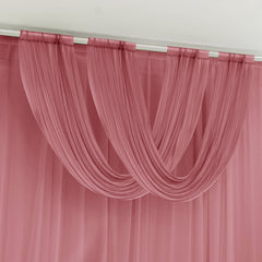 Mauve Cinnamon Rose Sheer Chiffon Valance Curtain 4ft x 5ft – Wedding Arch Drape with Rod Pocket, Voile Backdrop Panel
