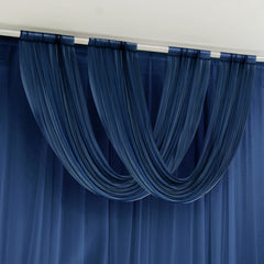 Navy Blue Sheer Chiffon Valance Curtain 4ft x 5ft – Wedding Arch Drape with Rod Pocket, Voile Backdrop Panel