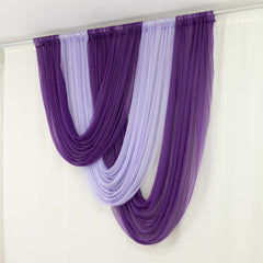Purple Sheer Chiffon Valance Curtain 4ft x 5ft – Wedding Arch Drape with Rod Pocket, Voile Backdrop Panel
