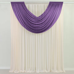 Purple Sheer Chiffon Valance Curtain 4ft x 5ft – Wedding Arch Drape with Rod Pocket, Voile Backdrop Panel